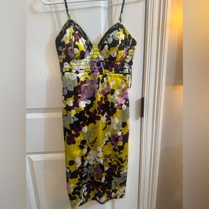 XOXOMidi Slip Dress in Yellow, Purple, and Black